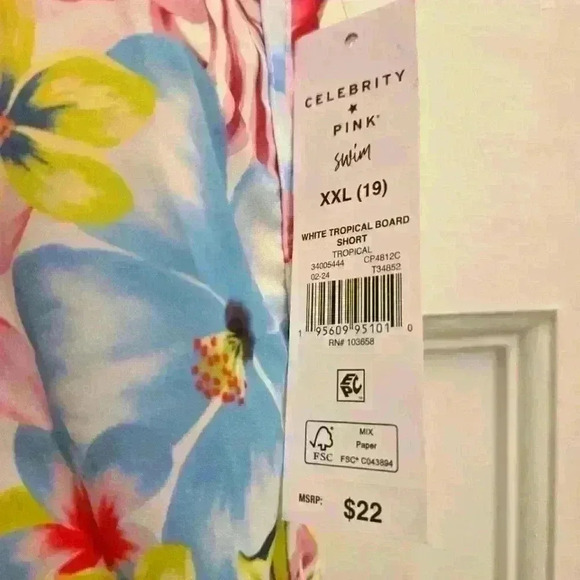 Celebrity Pink Swim Floral Tropical Board Short,Size XXL NWT - Picture 3 of 4